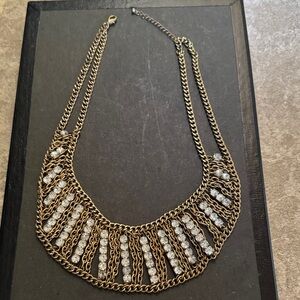 Gold-Tone Crystal Statement adjustable Collar Necklace